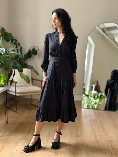 Veronica Beard Black Tiered Maxi Dress, 0