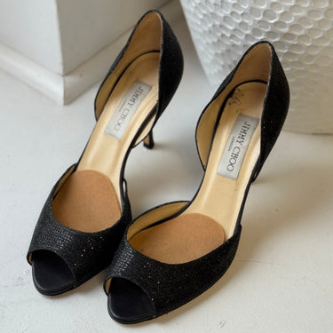 Jimmy Choo Black Sparkle Heels, 38