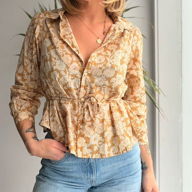 The Great Stream Top Oat Wild Brush Floral Blouse, 1 / Small