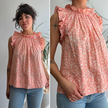 Ulla Johnson Pink Pattern Ruffle Top, 4