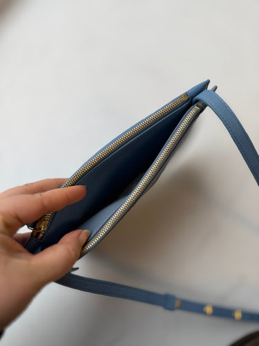 Mansur Gavriel Double Zip Blue Crossbody Bag