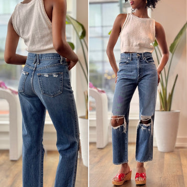 Slvrlake Distressed Knee London Crop Jeans, 25