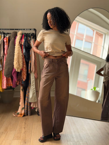 B Sides Brown Barrel Jeans, 24
