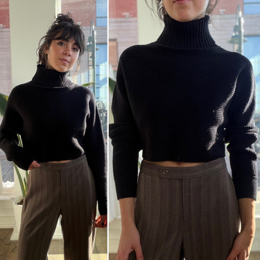 House of Harlow 1960 Cropped Black Sweater, Small
