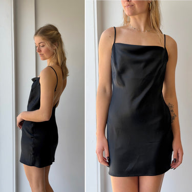 Nanushka Seren Satin Slip Mini Dress in Black Retail $545, Medium