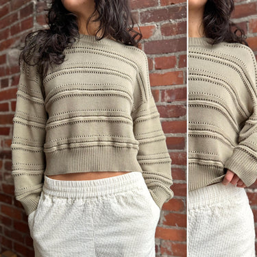 Micaela Greg Braid Pullover in Faded Olive, Small