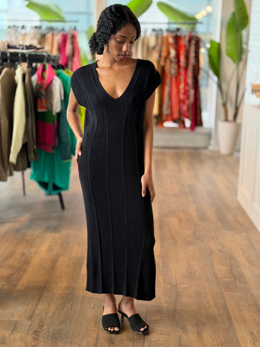 Kowtow NWT Black Ribbed Parallel Dress, XSmall
