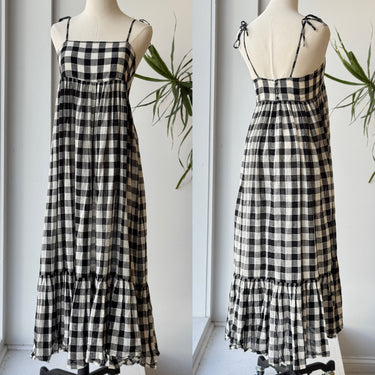 The Great ALTERED - The Dainty Dress in Black and Cream Gingham, XS/S