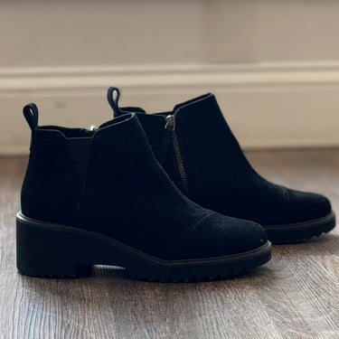 Toms Black Wedge Ankle Boots, 8.5