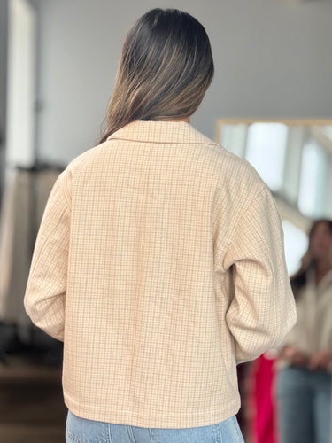 & Other Stories Wool Blend Houndstooth Cropped Jacket, XSmall