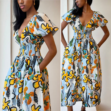 La Ligne Celina Dress in Colorful Abstract Print, Small