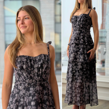 ASTR Ivanna Floral Lace Trim Dress, Large