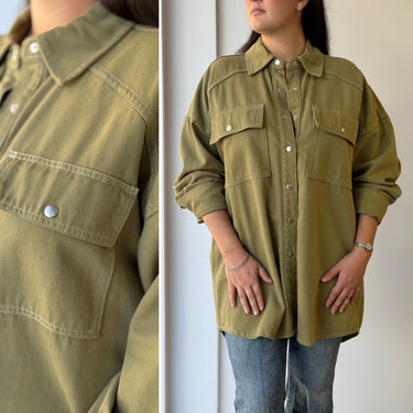 Reformation Ace Oversized Shirt Jacket in Dried Herbs, XLarge