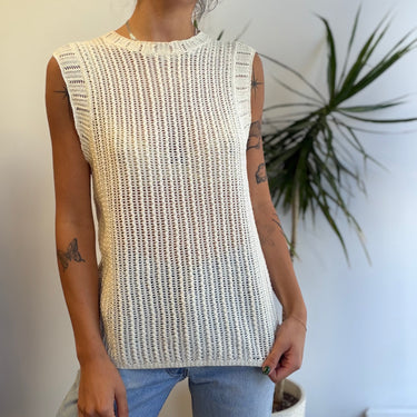Rag & Bone Ivory Crew neck Knit Sleeveless Top , XSmall