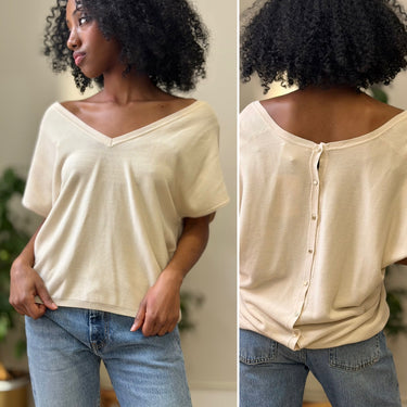 ba&sh Ivory Button Back Sleeveless Sweater, 0