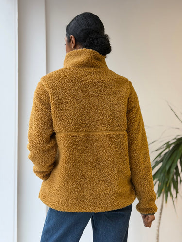 LL Bean Mustard and Navy Fleece, Medium