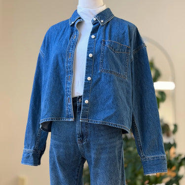 Madewell Denim Cropped Shirt, Small