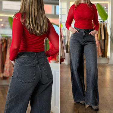 Madewell Black Washed Super Wide Leg Jeans, 29Tall