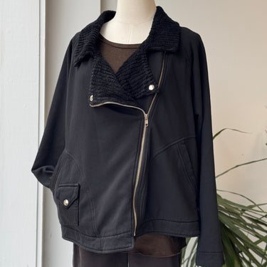 Prairie Underground Black Fleece Lined Moto Sweatshirt Jacket, Large