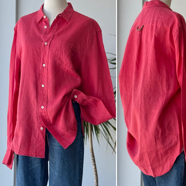 The Salting Red Linen Button Up, Men's 0/XSmall