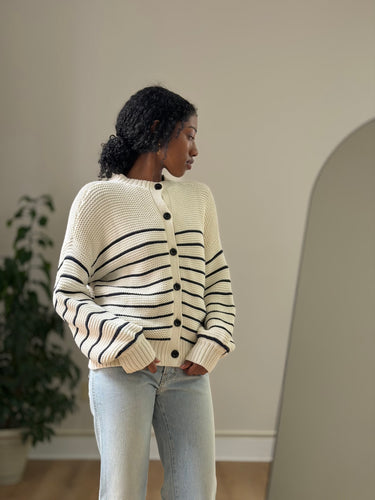 Alex Mill Button Back Stripe Sweater, Small