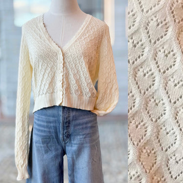 Love Shack Fancy Ecru Heart Eyelet Cardigan- AS IS , Large