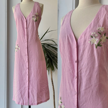 Fanm Mon x Andie NWT Anamur Pink Linen Aster Dress, Small