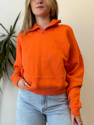 Outdoor Voices Bright Orange Crop Half Zip, Medium
