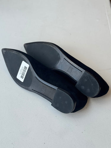Frye Black Suede Point Flats, 8.5