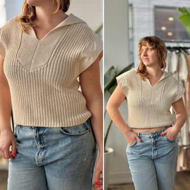 Malene Birger Kiko Knitted Vest in Ecru, Medium