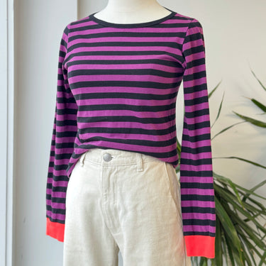 APC Purple & Black Stripe Long Sleeve Tee, Small