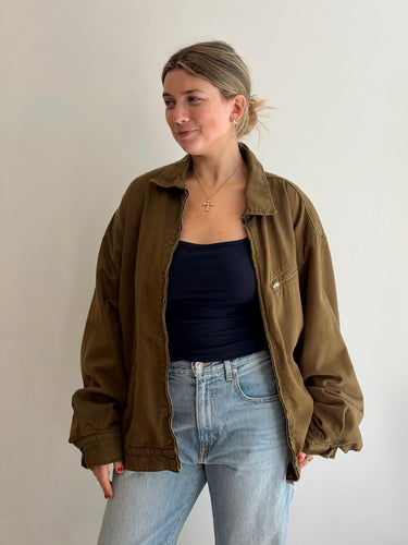 Reformation Marco Bomber Jacket in Olive, Medium