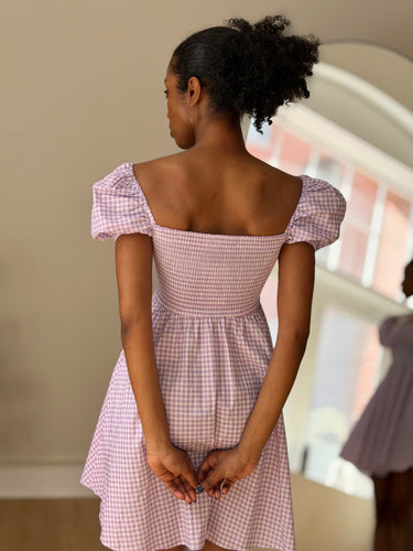 Caroline Constas Lilac Gingham Dress, XSmall
