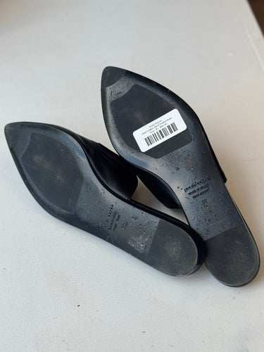 Jenni Kayne Oiled Leather Black Pointed Mules, 39