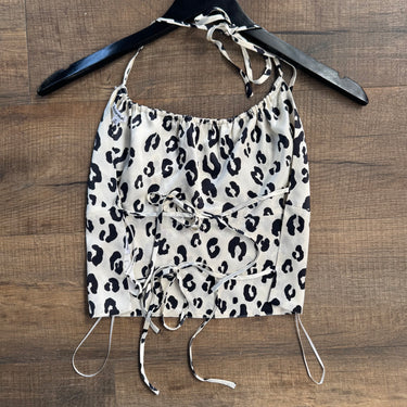 Reformation NWT B&W Leopard Tie Back Top, Medium