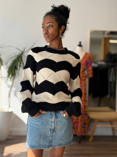 Cleobella Kori Sweater in Black & White, XSmall