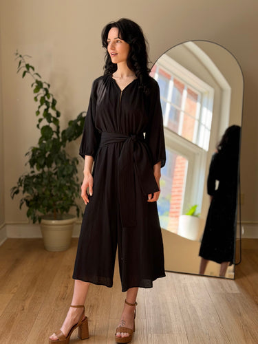 Apiece Apart Soleil Gauzy Black Jumpsuit, 4