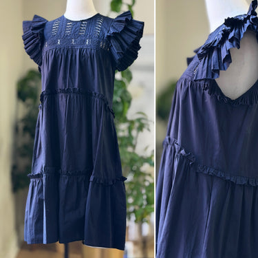 Sea New York Navy Lace Collar Tiered Dress, 6