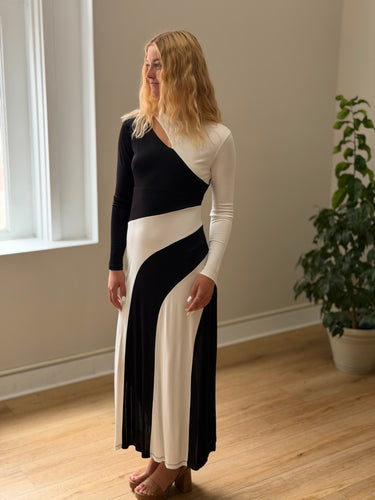Farm Rio B&W Long Sleeve Maxi Dress, Medium