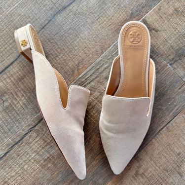 Tory Burch Suede Pointed Toe Mules, 7.5