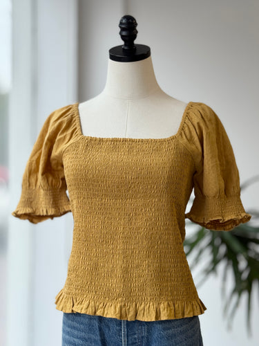 Madewell Mustard Smock Top, Medium