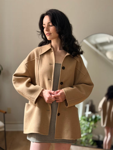 Closed Camel Wool Collared Jacket, Small