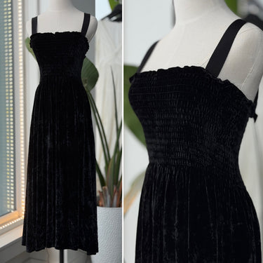 La Ligne Black Crushed Velvet Dress, Small