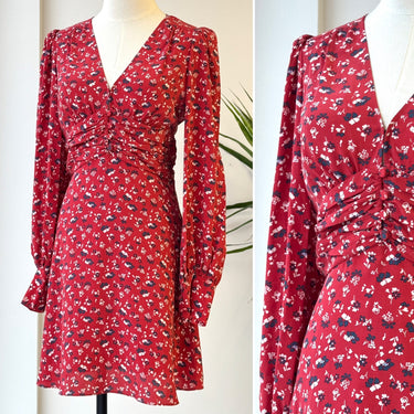Veronica Beard Silk Marion Dress in Red Floral, 0