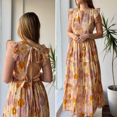Carolina K Mila Floral Open Back Dress, Large