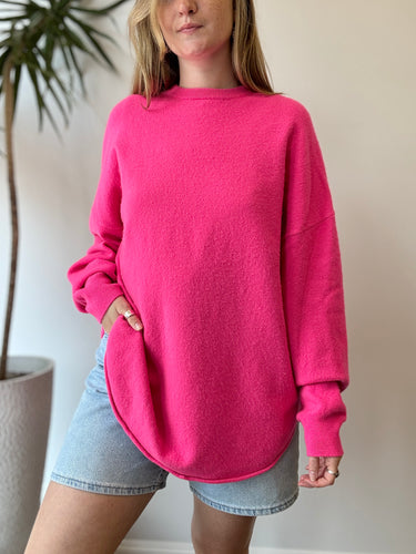 Extreme Cashmere No 53 Hot Pink Oversized Crewneck Sweater - retail 800, Free Size