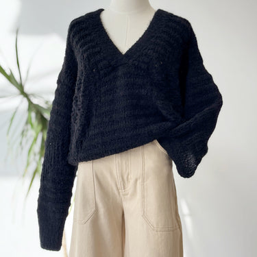 IRO Alpaca Wool Blend Black Knit Sweater, Large