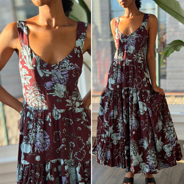 La Ligne Purple & Blue Floral Tank Maxi Dress, XSmall
