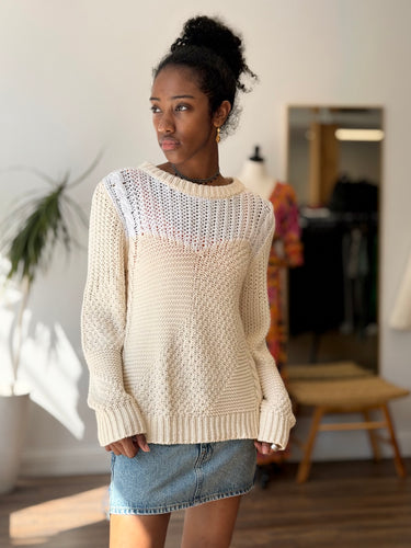Christina Lehr Mix Knit Color Block Sweater, 1/Small