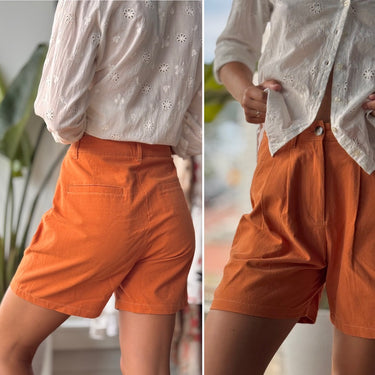 L.F.Markey Henry Pleated Shorts in Burnt Orange, US 2